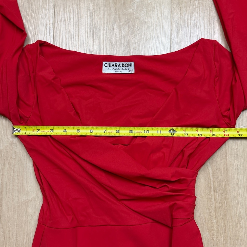 Chiara Boni FLORIEN DRESS Red Midi Dress, SIZE 8 - Picture 6 of 9